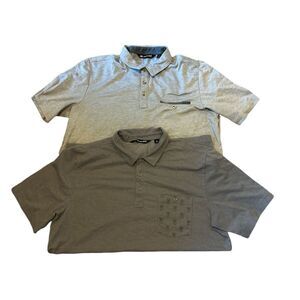 Travis Mathew Men's Lot‎ of 2 Size L Golf Polo Shirts Gray With Pineapple